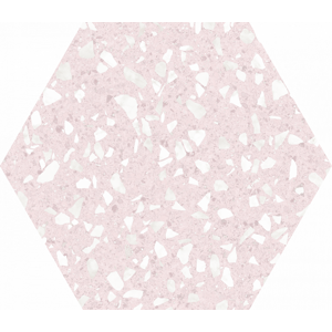 Terrazzo dlažba/obklad hexagon Bílá, Růžová 25cm*
