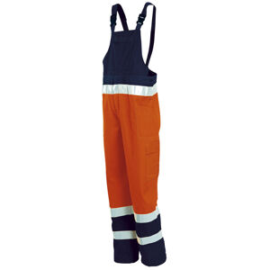 ISSA 8435 Kalhoty pracovní s laclem reflexní oranžová  M