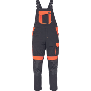 Červa MAX VIVO Pracovní kalhoty s laclem černo / oranžové 03530043C1062