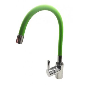 Kuchyňská vodovodní baterie s flexi zeleným ramínkem CHROM/ZELENÁ