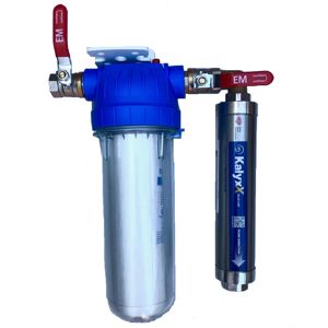Změkčovač vody IPS Kalyxx BlueLine - G 1/2" s filtrem a kohouty - vertikální montáž