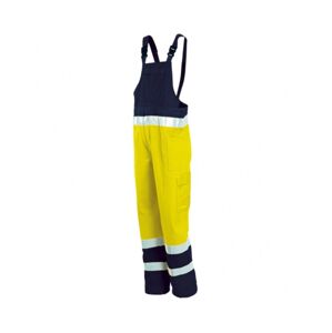 ISSA 8435 Kalhoty pracovní s laclem reflexní žlutá/modrá 3XL