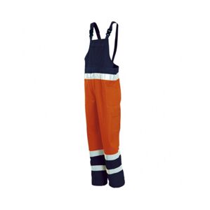 ISSA 8435 Kalhoty pracovní s laclem reflexní oranžová/modrá XXL