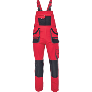 Cerva FF CARL BE-01-004 Kalhoty pracovní s laclem červená/černá 48